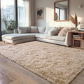 Beige Fluffy Rug for Bedroom 6x9 ft - Ultra Soft Non Slip Comfort