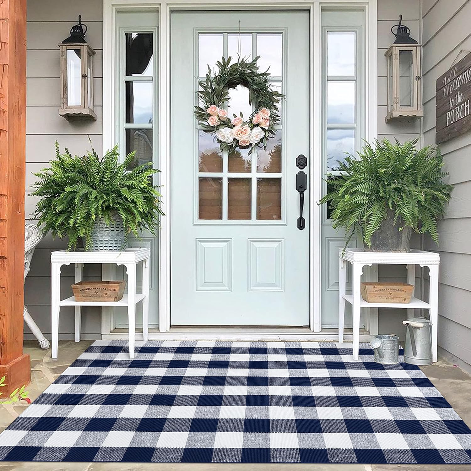 Buffalo Plaid Checkered Rug 4x6 Ft for Front Porch Decor