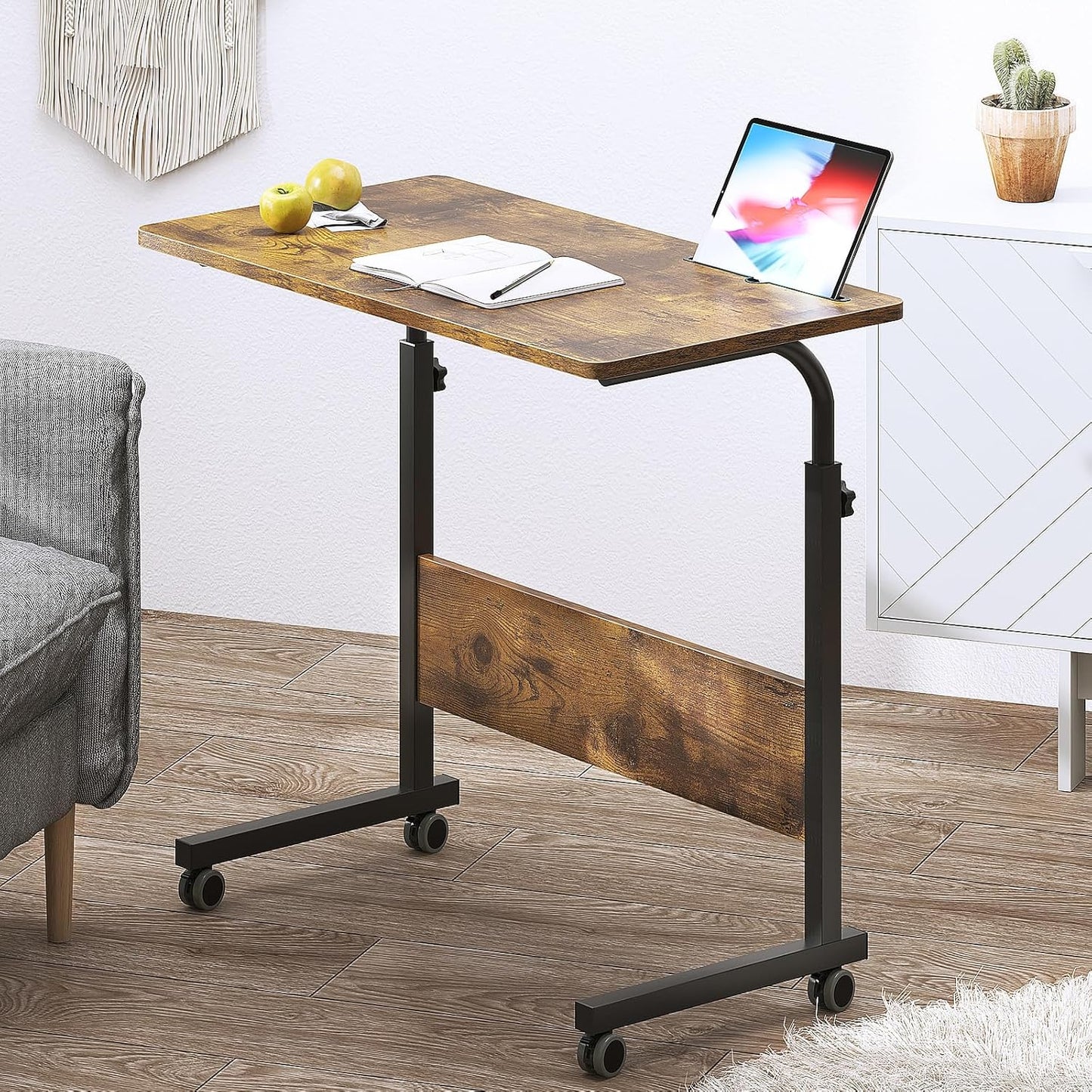 DlandHome Rolling Desk Adjustable Standing Desk with Wheels
