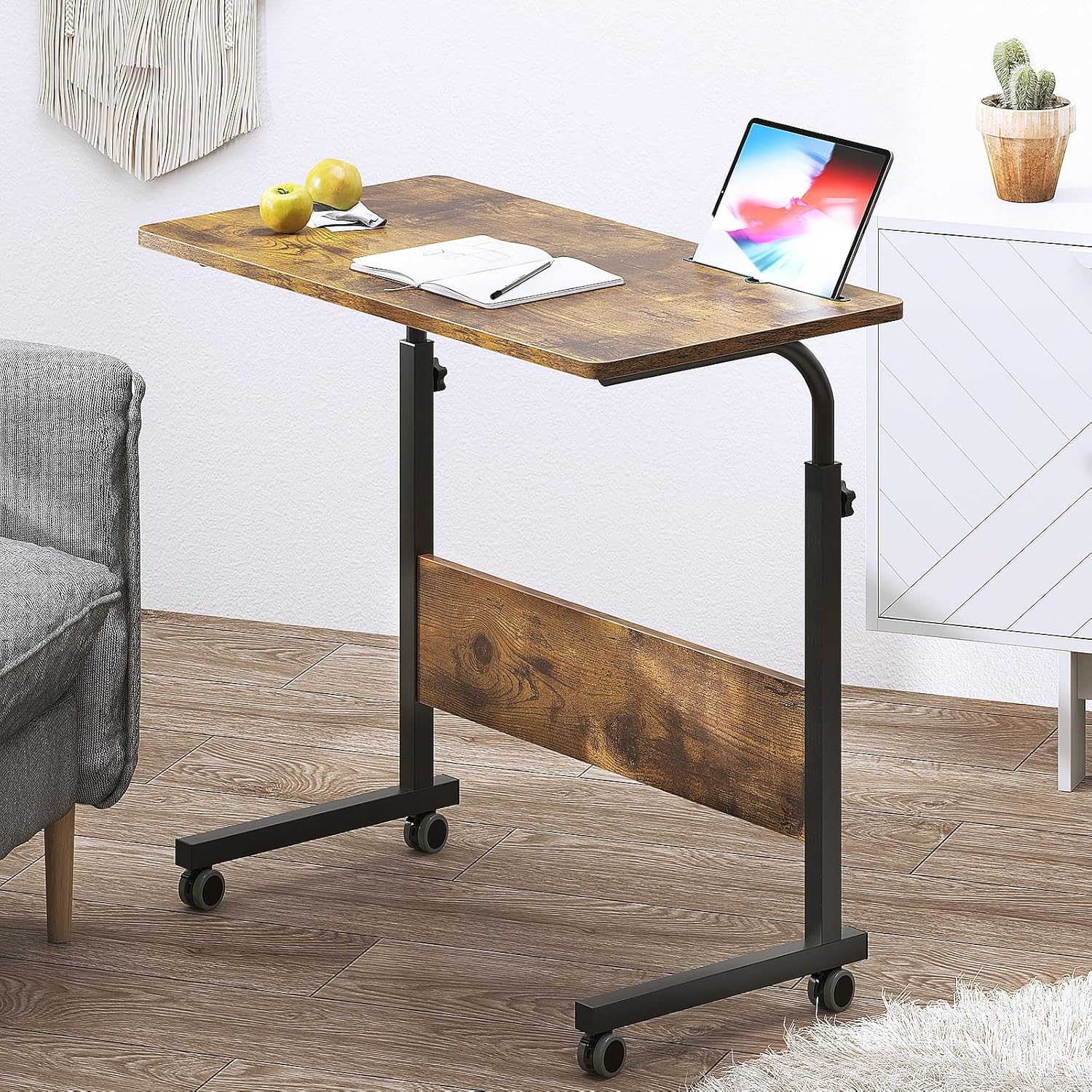 DlandHome Rolling Desk Adjustable Standing Desk with Wheels