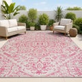 Boho Medallion Indoor Outdoor Area Rug 4x6 - Durable Light