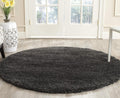 Milan Shag 4 ft Round Dark Grey Area Rug - Plush 2in Pile
