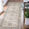 Runner Rug 3x7 Washable Hallway Rug Distressed Orange Multi - Vintage
