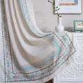 Boho Sheer Linen Look Curtains 95 in Long Teal Panels - Light