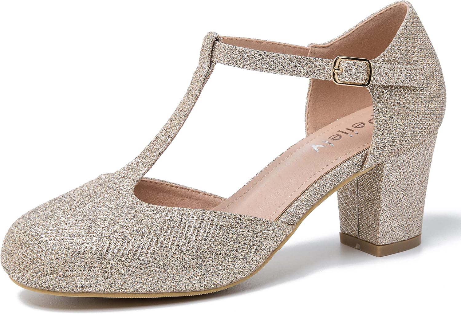 Womens T Strap Mary Jane Shoes with Chunky Block Heel Design