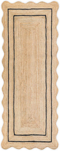 Wave Scalloped Natural Jute Rug Runner - Boho Scallop Design