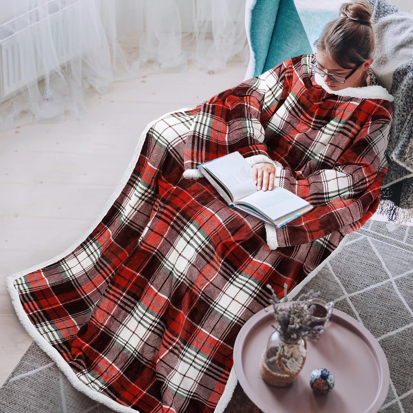 Tirrinia Sherpa Wearable Blanket: Cozy Full Body Throw Wrap