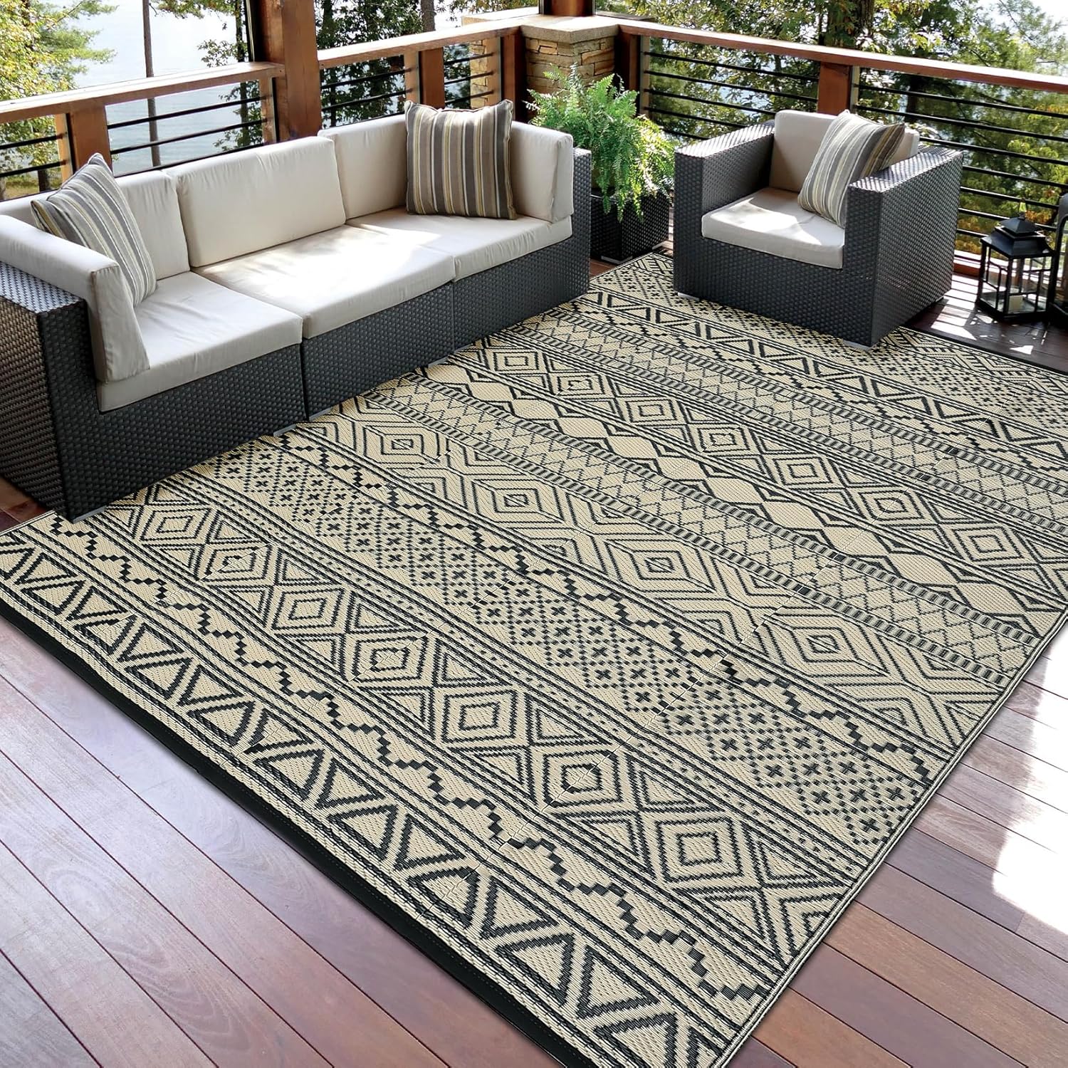 GarveeHome Outdoor Rug 9x18 Waterproof for Patio and Camping