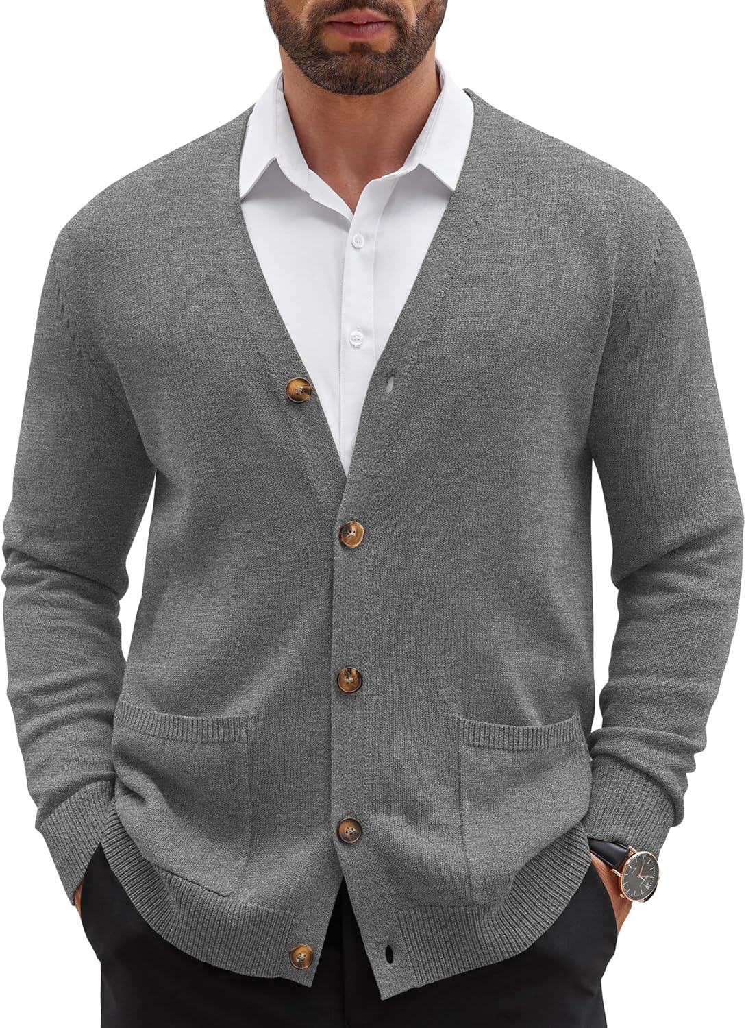 COOFANDY Men's Cardigan Sweater with Pockets for Casual Wear