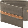 Mens Bifold Leather Wallet for Men Slim RFID Billfold - Wood Ribbon