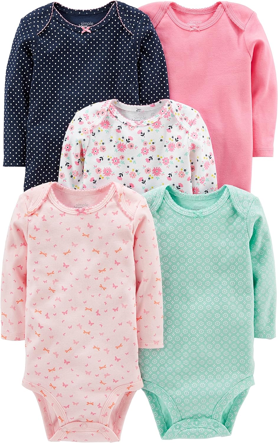 5-Pack Carter's Simple Joys Baby Girl Bodysuits