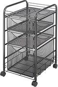 Onyx Mesh 3 Drawer Rolling File Cart - Mobile Steel Organizer