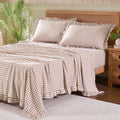Gingham Queen Sheet Set Taupe - Lightweight Super Soft Plaid