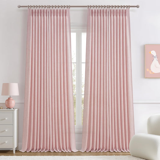 Light-Pink Floor to Ceiling Semi Sheer Extra Long Curtains 108 in