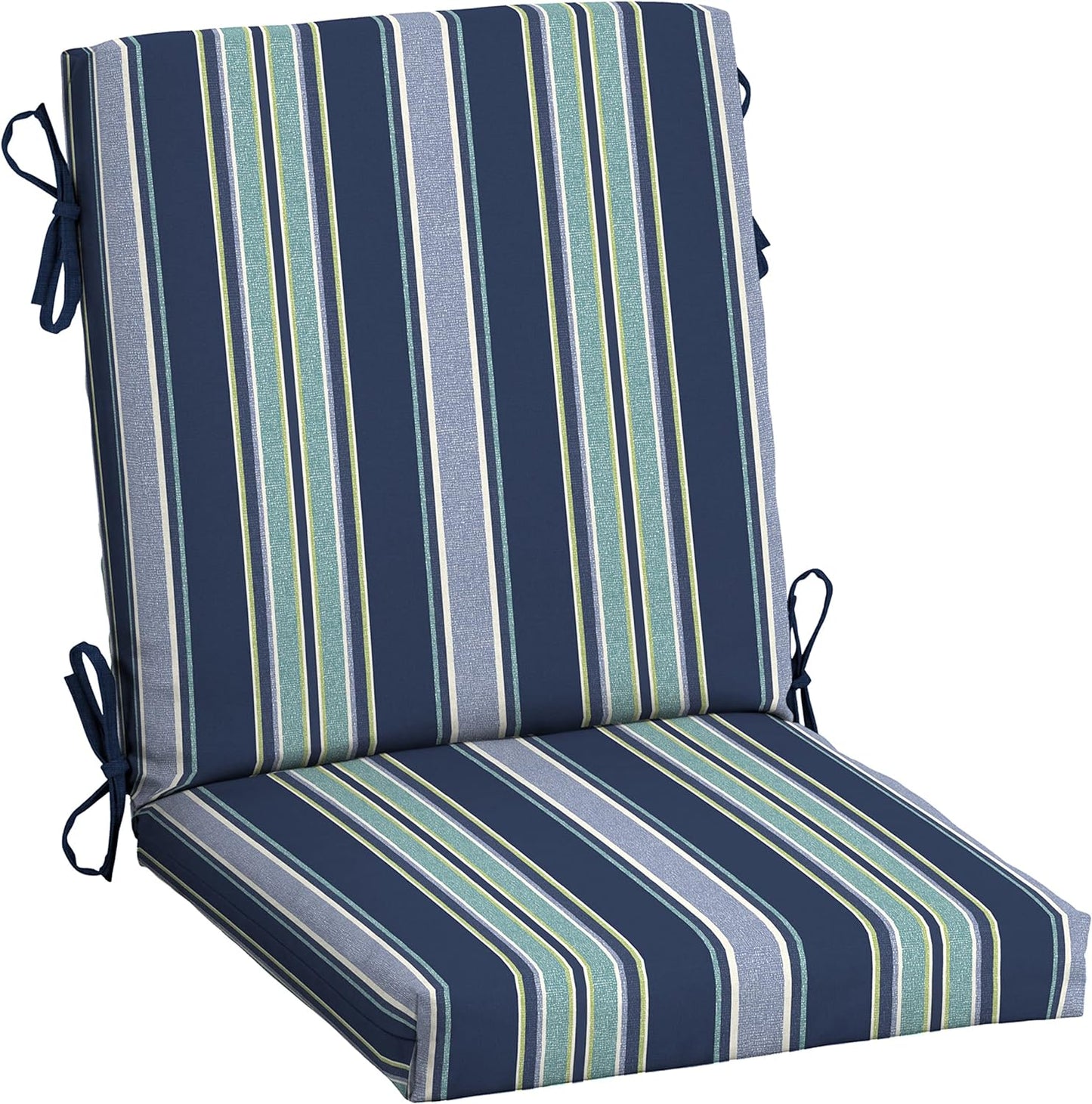 ARDEN Outdoor Midback Chair Cushion in Sapphire Aurora Blue Stripe