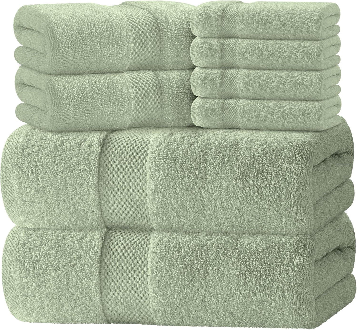 Luxury Bath Towel Set of 8 - 100% Turkish Cotton Soft Towels