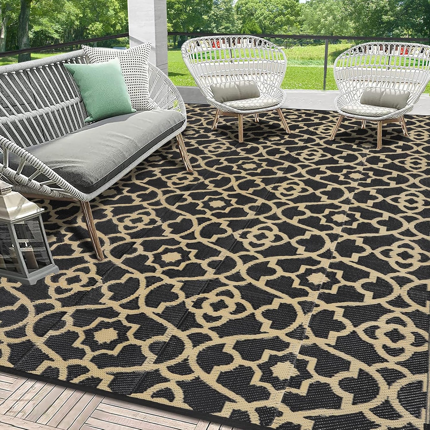 HEBE Outdoor Rug Waterproof 8x10 for Patio and Camping Use