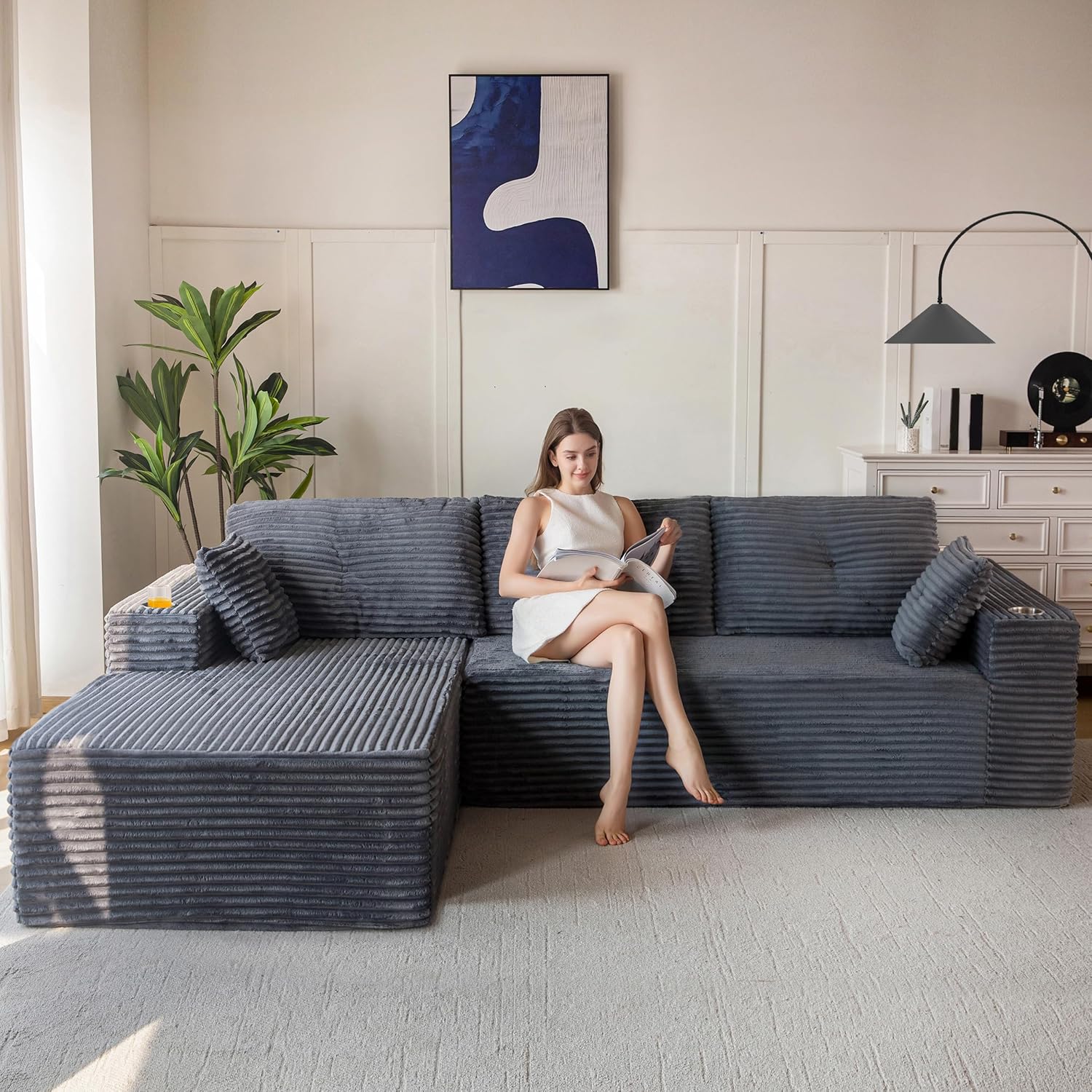 MAXYOYO 104in Modular Sectional Couch with L-Shape Chaise