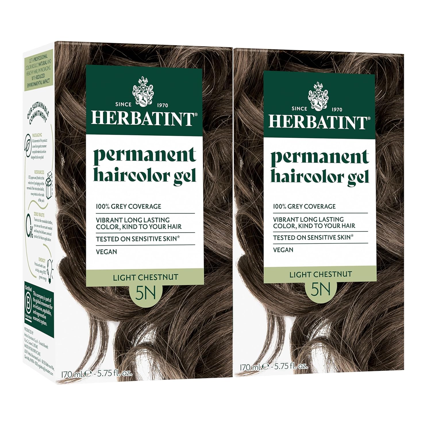 Herbatint 5N Light Chestnut Hair Dye for 100% Gray Coverage