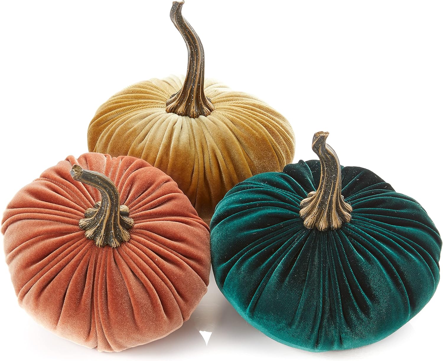 Set of 3 Velvet Pumpkins for Fall Tablescape and Decor