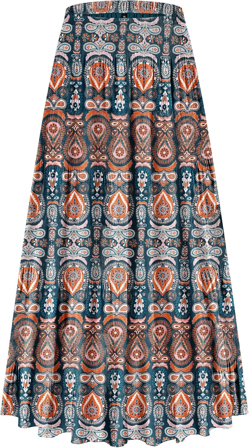 Chiffon Elastic High Waist Tiered Floral Maxi Skirt for Women