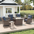 7 Piece Wicker Patio Set with 6-in Cushions - Swivel Rocking Seats