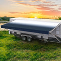 Slate Blue Fade RV Awning Fabric Replacement 17ft - Heavy Vinyl
