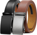 Zitahli Ratchet Belt for Men 2-Pack - Leather Dress and Casual Belts