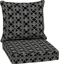 Deep Seat Cushion Set 24 in x 24 in Black Global Stripe