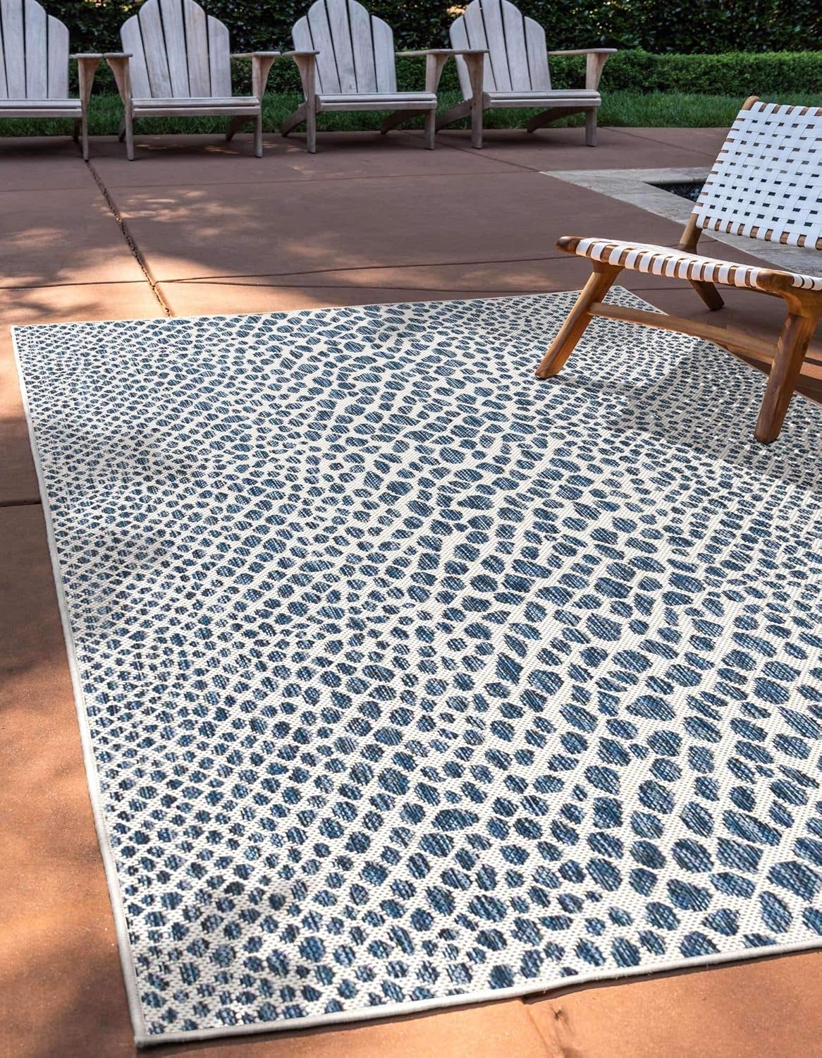 Unique Loom Outdoor Collection Area Rug - Cape Town in Blue/Olive