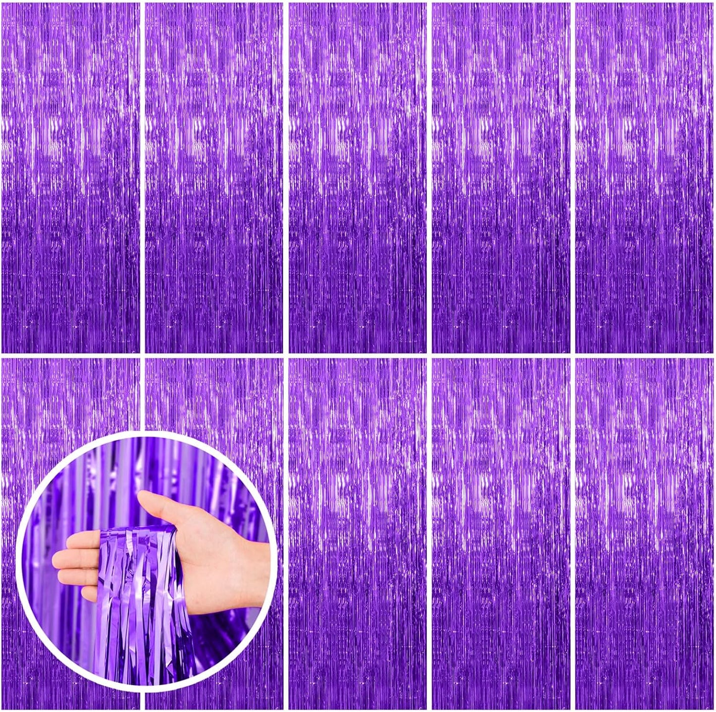 Shimmer in Purple: 10-Pack Foil Fringe Streamers for Epic Parties