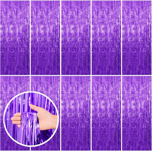 Shimmer in Purple: 10-Pack Foil Fringe Streamers for Epic Parties