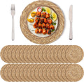 Set of 36 Round Woven Placemats 13.8 in Bulrush Placemats - Natural