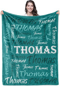 Personalized Teal Flannel Fleece Throw Blanket with Name - Soft
