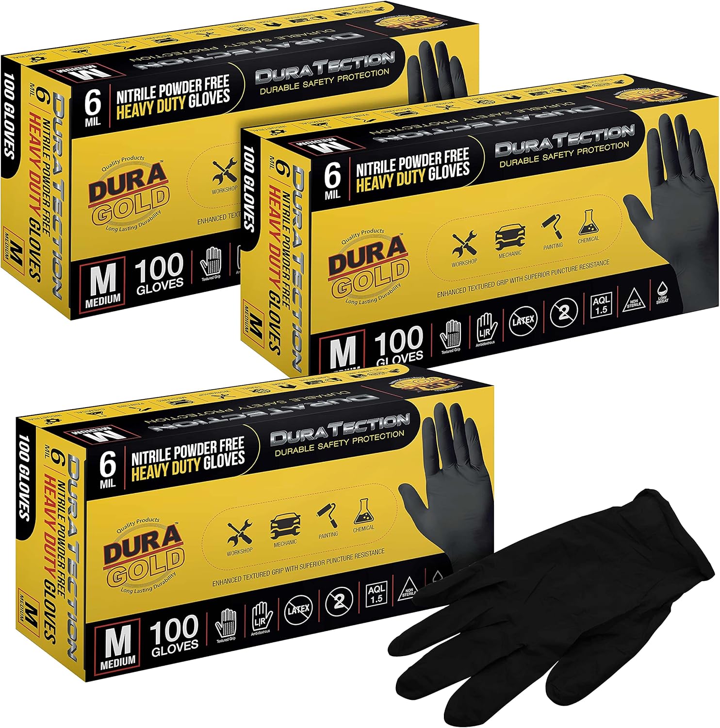 Dura-Gold 6 Mil Nitrile Gloves - Heavy Duty & Latex-Free