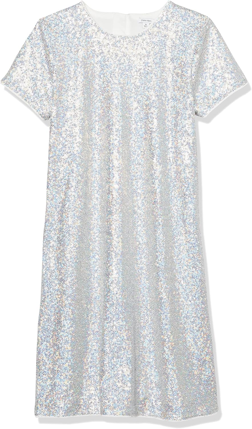Calvin Klein Girls' Sleeveless Party Dress with Sequin Sparkle