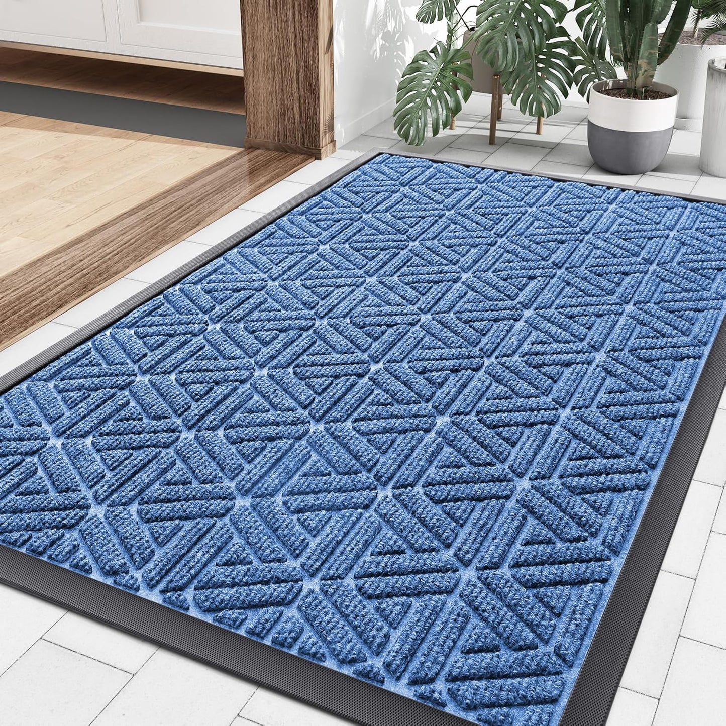 Smiry Heavy Duty Natural Rubber Doormat for Entryways 36x24 in