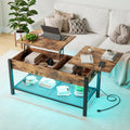 Modern Lift-Top Coffee Table with LED Lights