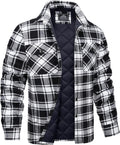 Men's Quilted Flannel Shirt Jacket - Heavyweight Warm Winter Coat
