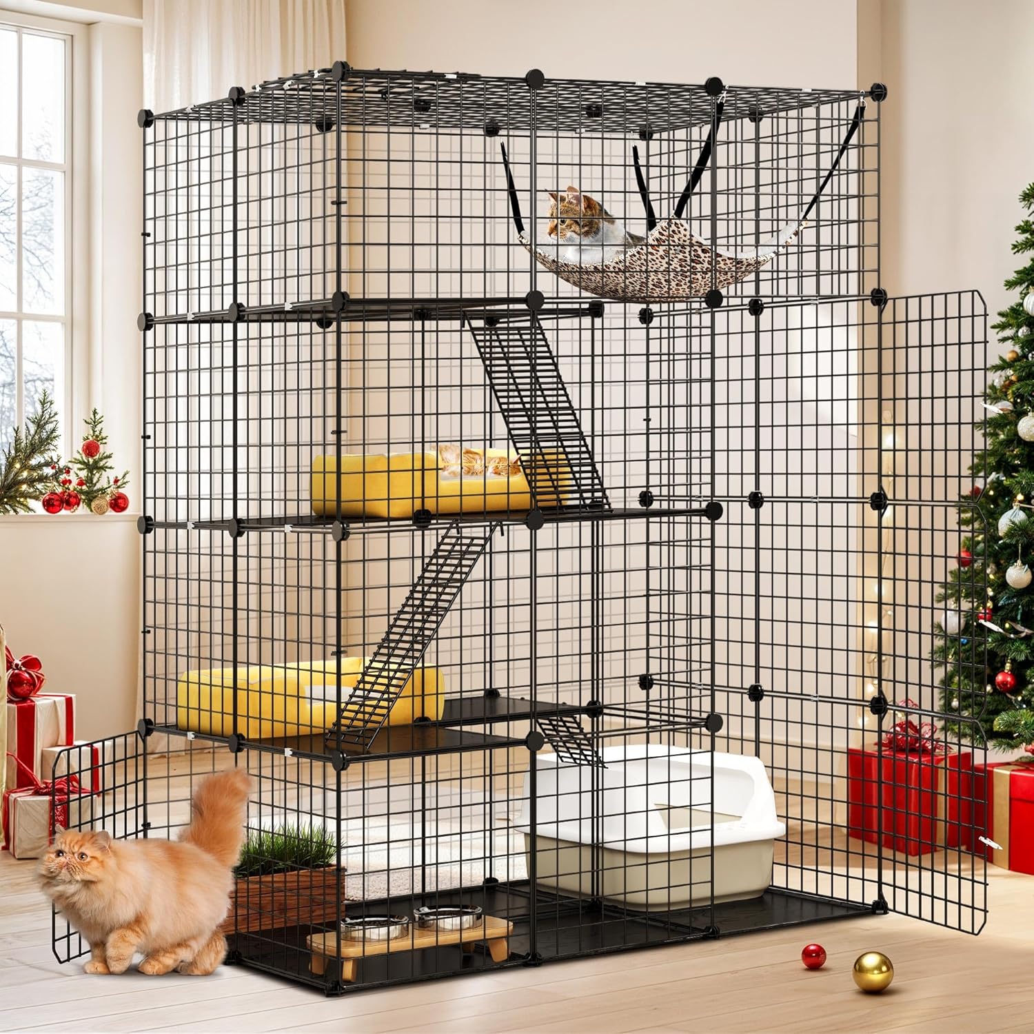 YITAHOME 4-Tier Indoor Cat Enclosure with Hammock for Cats