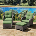 Joyside 4-Piece Wicker Patio Bistro Set with Ottomans - Comfortable