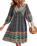 Women Casual Spring Summer V Neck Ruffle Floral Babydoll (Style S7Y2)