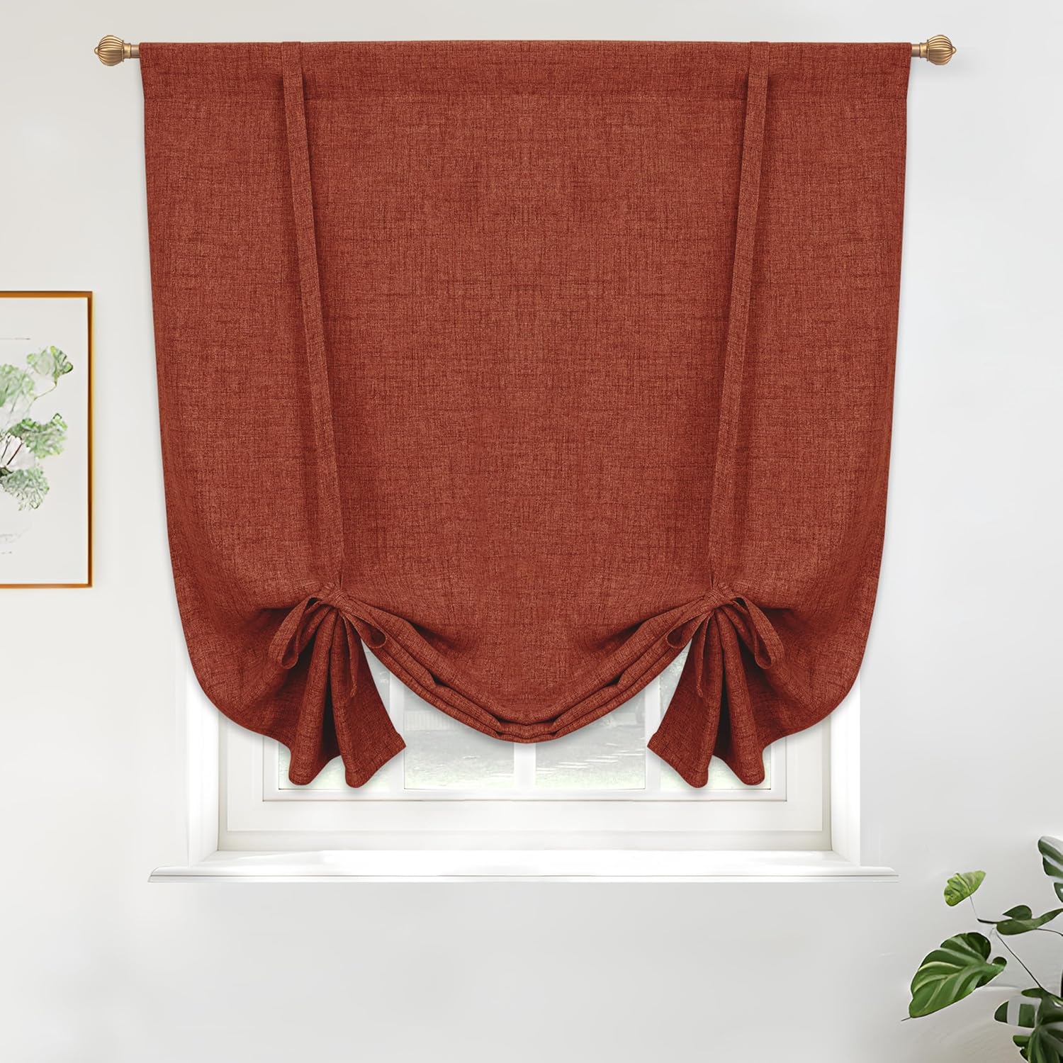 Linen Blackout Tie Up Curtains for Small Windows 45ft x 63ft