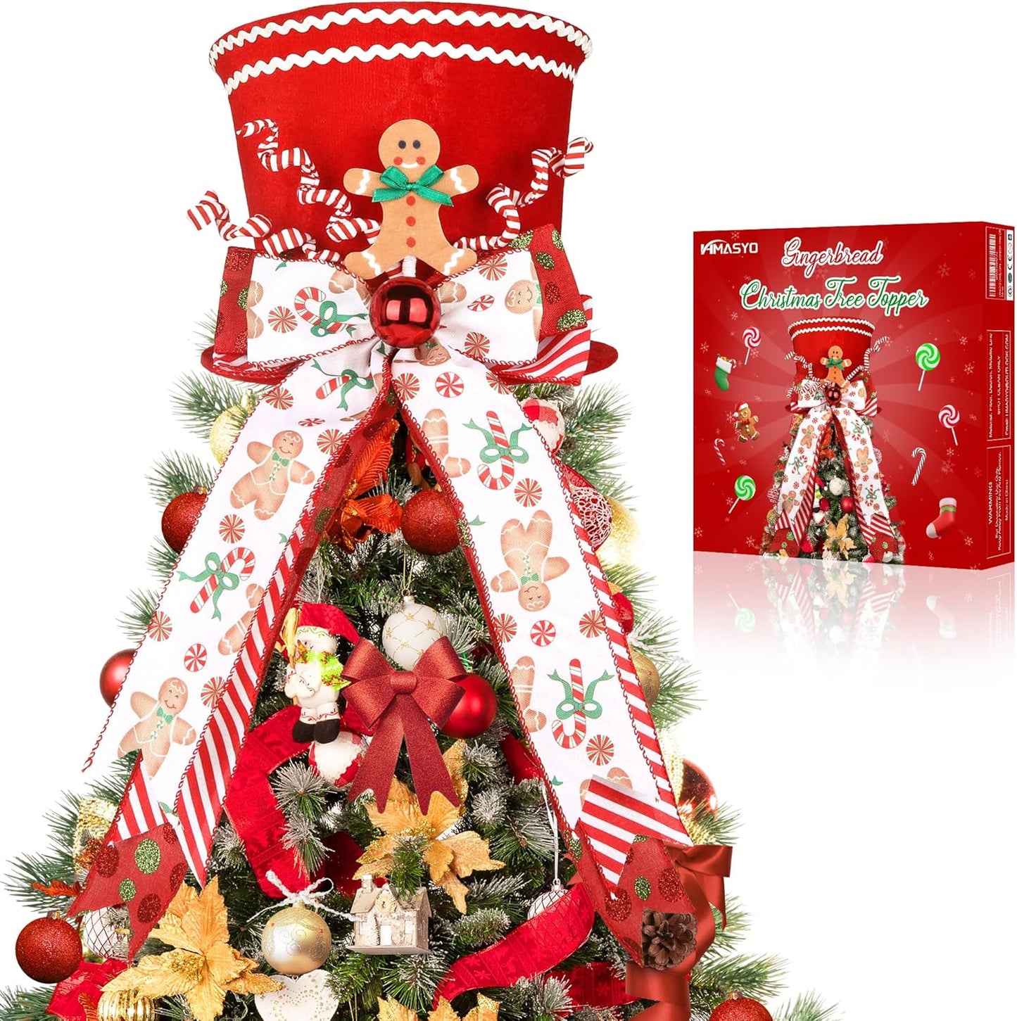 Unique Gingerbread Christmas Tree Topper for Holiday Decor