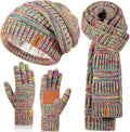 Women's Winter Beanie Scarf Gloves Set - Slouchy Fleece Lined 3-in-1