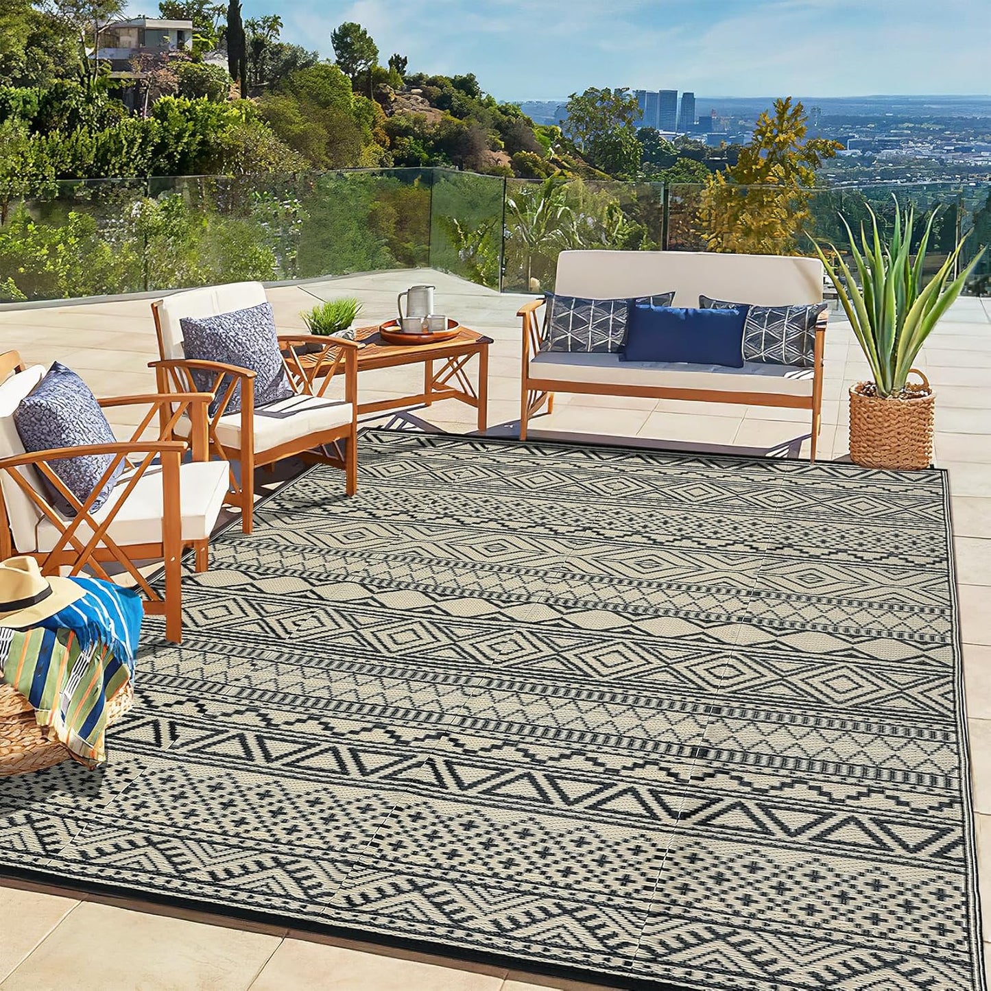GlowSol 9x12 Outdoor Rug Waterproof Carpet for Easy Cleaning
