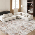 Machine Washable Area Rug 8ftx10ft - Soft Abstract Rust Design