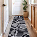 Contemporary Abstract Circles Runner Rug 2ft 7in x 8ft - Durable