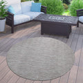 Solid Outdoor Rug 3ft 11in Round in Mottled Grey - Weatherproof Patio