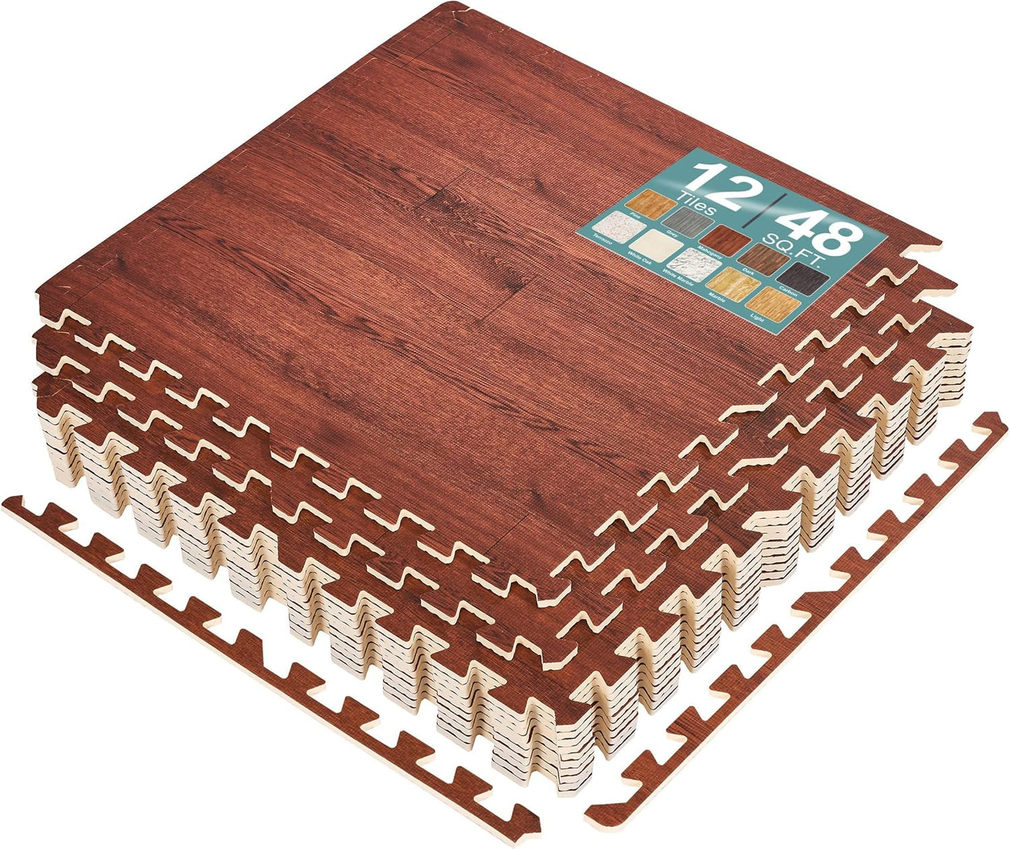 Wood Grain Floor Tiles Foam Mat for Home and Playroom Use